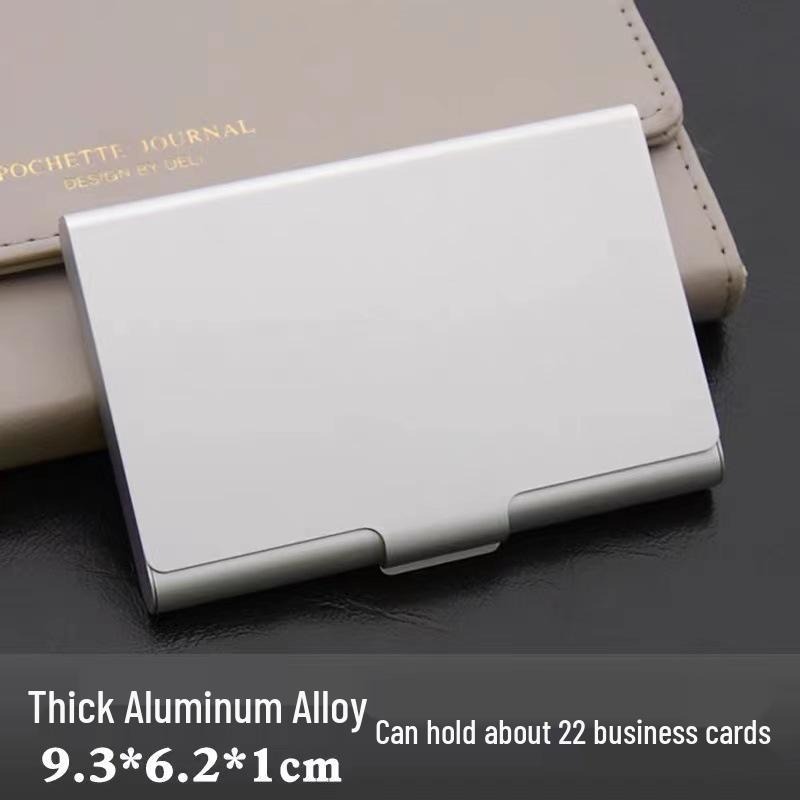 Available Aluminum Business Card Holder, Large Capacity, Portable & Unisex, Ideal for Exhibitions, Gifts, with Customizable Logo Options.