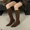 2025 New Autumn and Winter New Suede Boots Fashionable and Simple Thin Heels Medium Heel Temperament Thin Boots