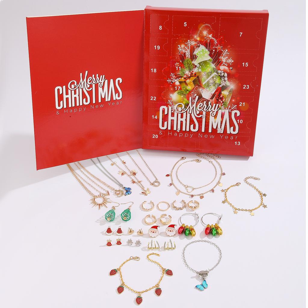 New Christmas Advent Calendar Countdown Advent Jewelry Blind Box Earrings Necklace Bracelet Gift Box Christmas Gift For Girl Kid