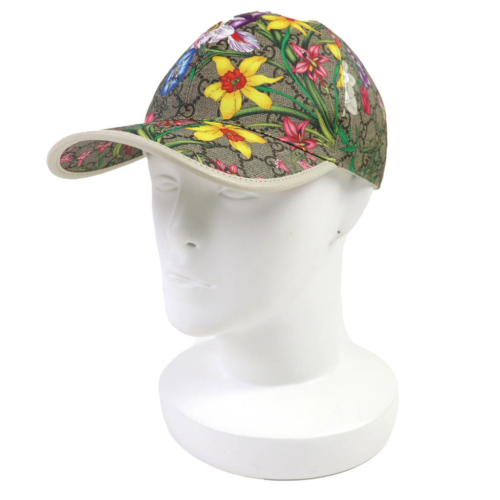 Pristine GUCCI cap GG Supreme Flora floral baseball cap Beige multicolor 603986 Used