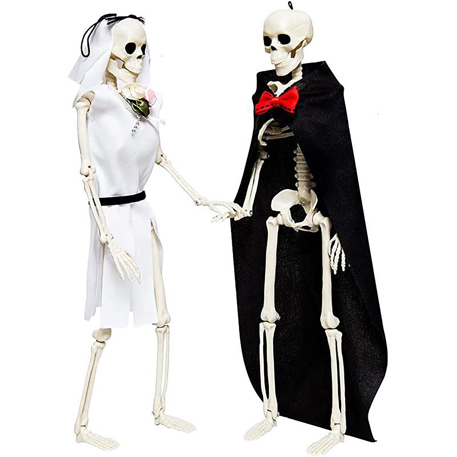 

15.7 Inch Spooky Skeleton Bride And Groom Wedding Couple Statue Hanging Ornament For Halloween Party Decorations Or Scary Gothic Décor Figurines One Size