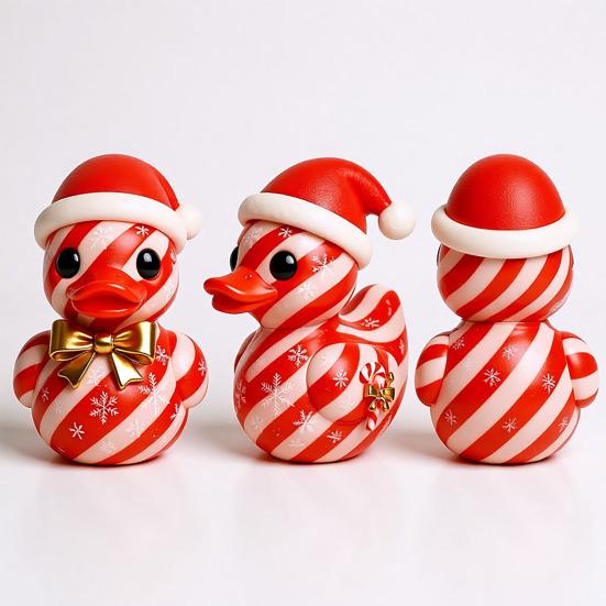 1/3Pcs Duck Ornament Handmade Texture Festive Christmas Decoration with Gift Bowknot Crutch Decor Xmas