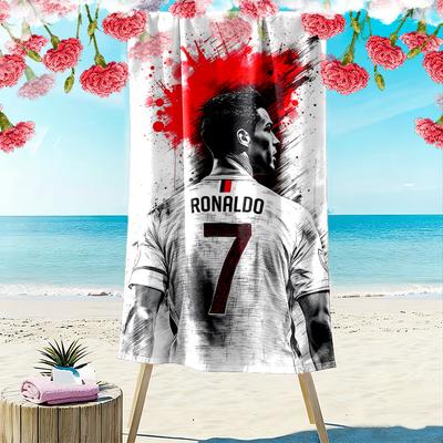 Ręcznik plażowy z nadrukiem Cristiano Ronaldo, Duży miękki szybkoschnący ręcznik na plażę, kemping, basen