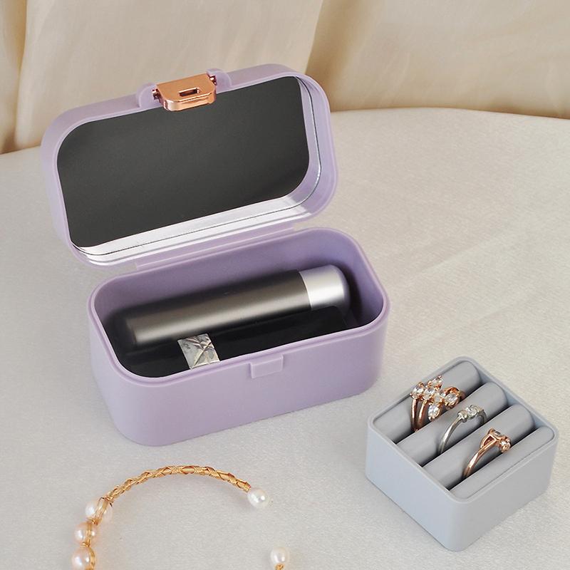 Mini Jewelry Storage Box Portable Home Travel Earrings Necklace Storage Case For Women Ring Organizer With Mirror Display Case