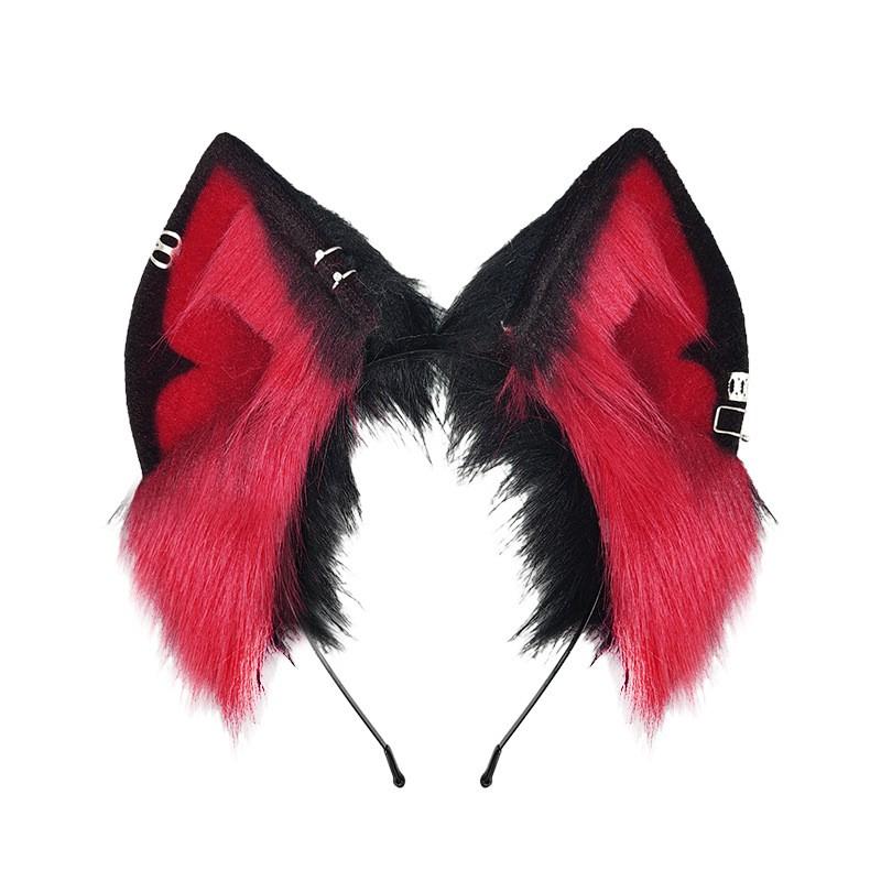 Y2K Dark Aesthetic Fox Ear Headband With Tail Accessory Set Halloween Cosplay Kawaii Animal Costume Unisex