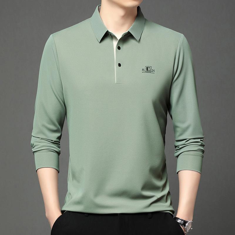 Men's Business Casual Short Sleeved Shirt with Badge Solid Color Polo Shirt Fashionable Breathable Comfortable Versatile Top