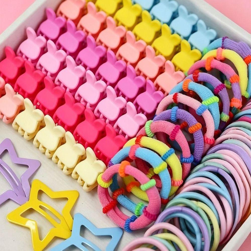 875Pcs Colorful Hair Ties Sweet Elastics Ponytail Holders Luxury Hair Clips  For Girls