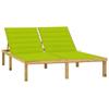Day and Night - Day and Night Double Lounger and Bright Green Cushions Impregnated Pine Wood