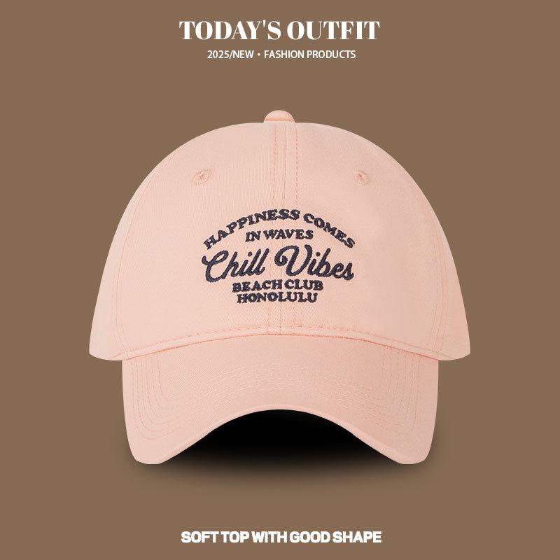 Retro American Three Dimensional Embroidered Letters Baseball Hat for Women Street Versatile Face Showing Little Couple Baseball Cap