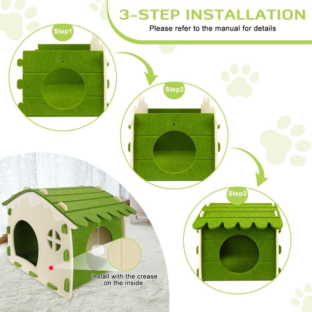 Versteck Design Katzenhaus Filzmaterial Verschleißfest Katzenbett Faltbar mit Spielzeugball Katzentunnel