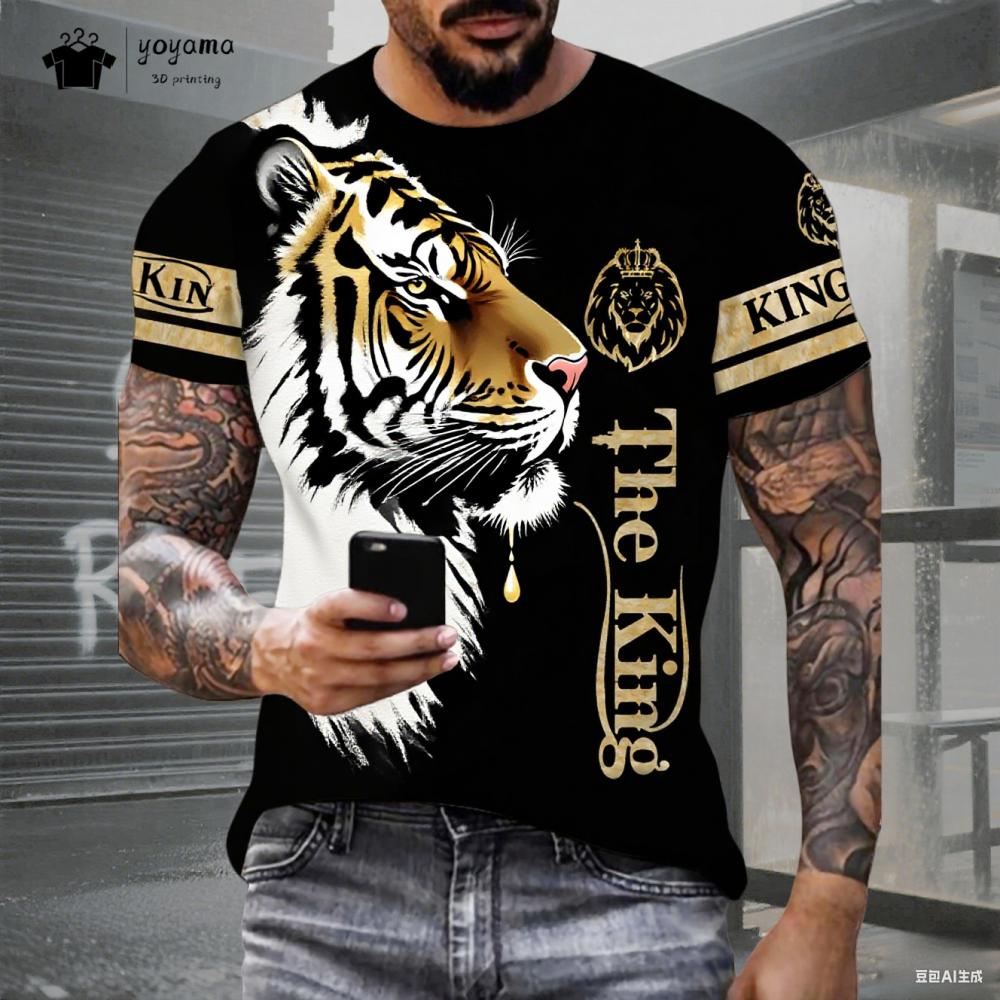 Printed street hip-hop men s short sleeved fashion trend men s top XS