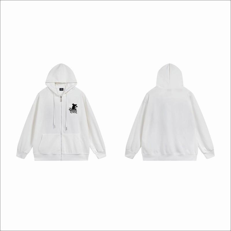 Unisex Mikina s kapucí na zip s fleecovou podšívkou a potiskem písmen Volný střih Bavlna Dlouhý rukáv Pánská Dámská