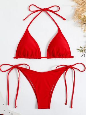 Women's European & American Push-Up Bikini Set: Sexy Drawstring Tie-Up Design