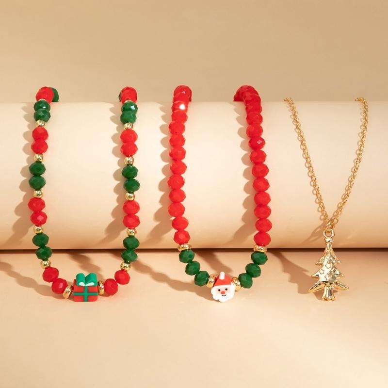 Christmas Beaded Necklace Trendy Pendant Clavicle Chain Trendy Neck Jewelry Gift for Holiday Party Occasion & Daily Wear