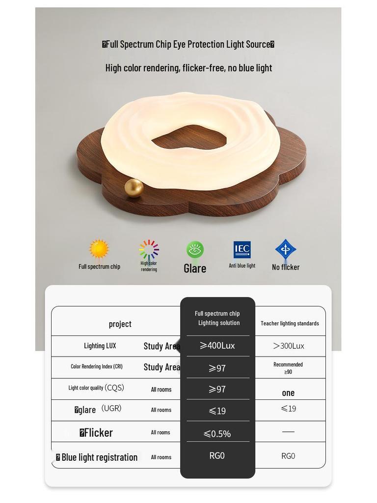 Chinese-Style Walnut Bedroom Ceiling Light: Smart Pumpkin Design, Super Bright, Eye-Protecting Fixture