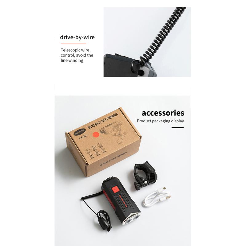 Bike Headlight 360xc2xb0 Rotation Portable Usb Charging Flashlight Range 200 M Multifunction Horn