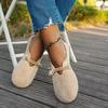 Women's Black Round Toe Slip-On Comfortable Soft Sole Versatile Flat Shoes, Casual Office Wear Apricot Slip-on Loafers for Plus Size