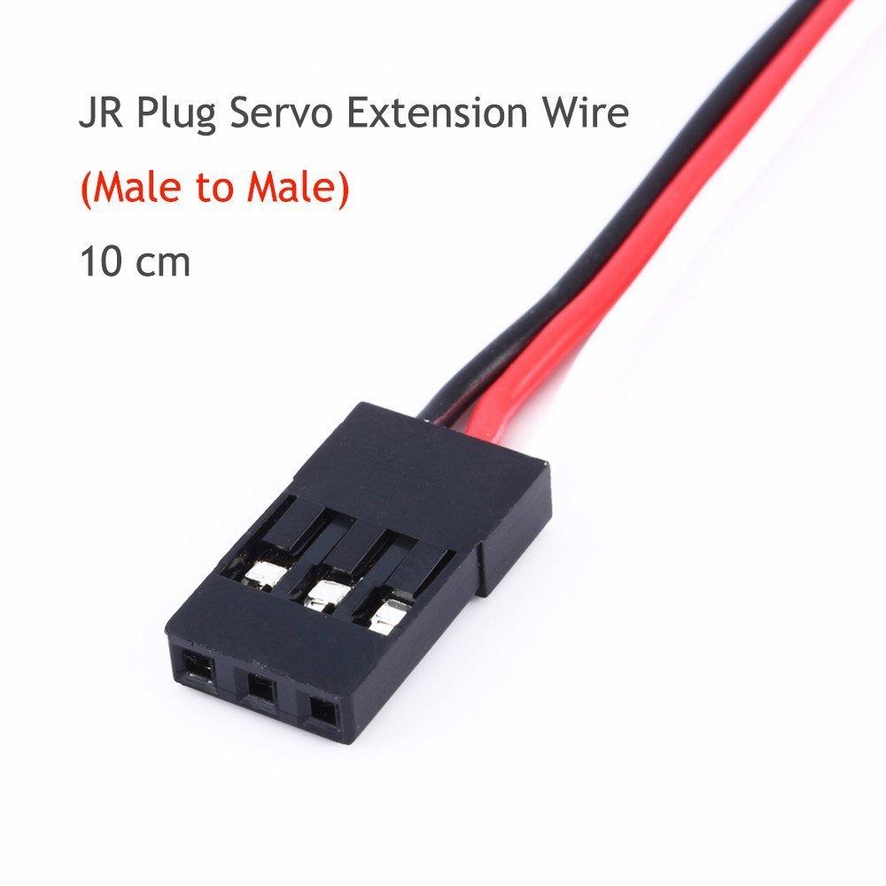 Servo Extension Cable Lead Wire 100mm 3.93 inch 3 Pin Cord Male to Male JR Plug for Futaba (Pack of 10PCS)