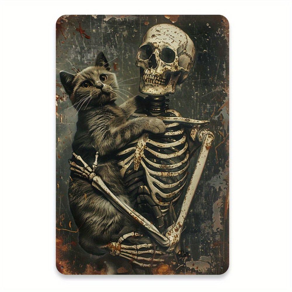 Witch Cat Forest Halloween Sign Metal Tin Sign 20x30 cm Wall Decor