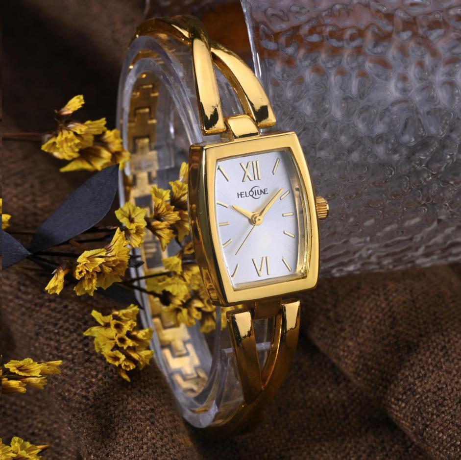 Heloiune Gold Square Women'S Watch Women'S Watch Casual Versatile Women'S Watch Bracelet Quartz Watch Women'S Watch