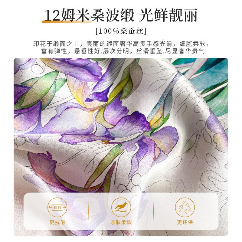 New 100% Pure Silk Scarf Women Neck Hair Foulard Luxury High Quality Bandana Square Headband Hijab Print Poncho Scarves Pashmina