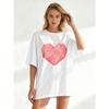 Oversized T-Shirt Black Geometric Heart Print Casual Wear