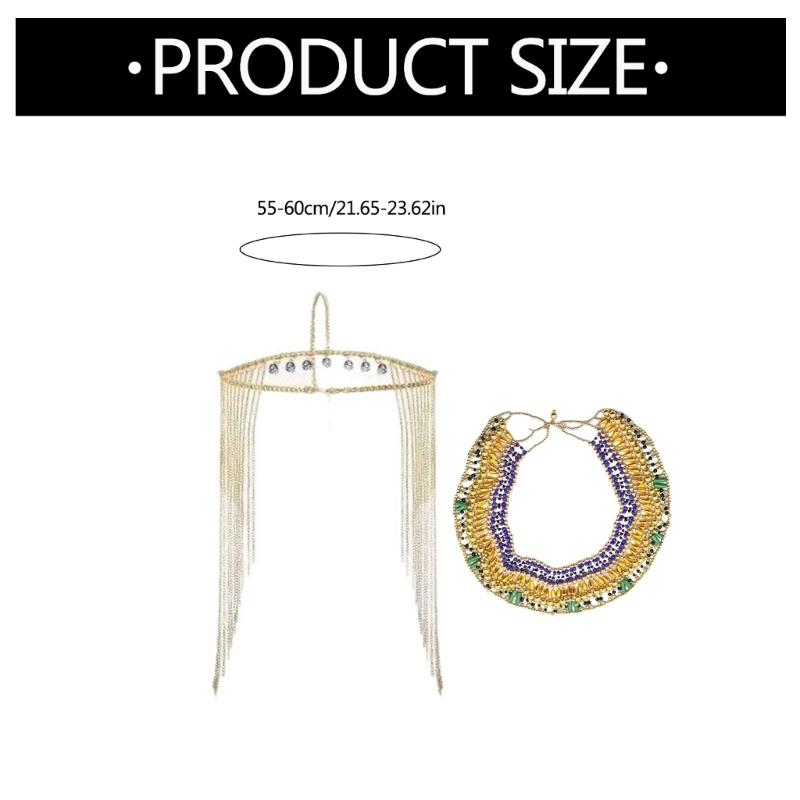 Egyptian Costume Accessories, Headpiece Necklace Snake Armband Snake Bracelet Earrings for Women Cosplay Party