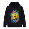 Kids Boys Girls Casual Hooded Sweatshirt, Cute Cartoon Sea Sponge Character Print Long Sleeve Pullover Hoodie for Boys Girls Daily Wear Casual Outfits