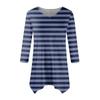 Women's Fashion Casual V-neck Striped Printed Seven-point Sleeve Shirt Belted Loose Comfortable Top