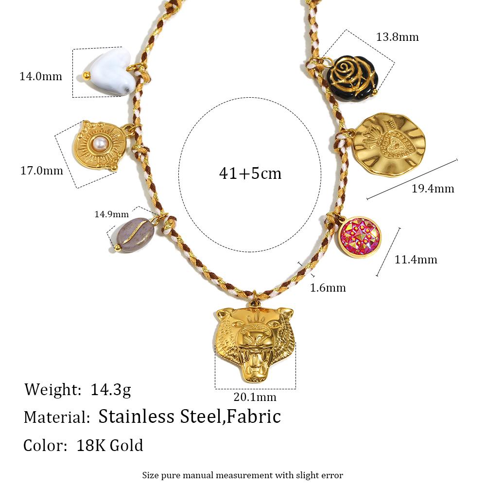 MamacitaSlay 316L Stainless Steel Guitar Leopard Head Pendant Necklace Waterproof Neck Jewelry Women's 18K Gold Plated Necklace