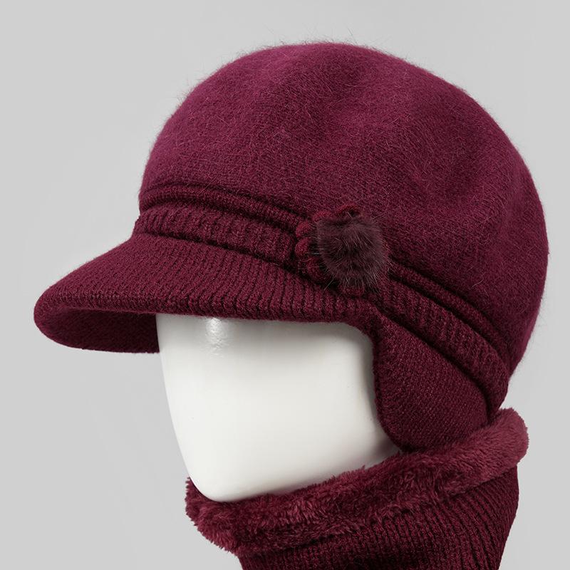 Wool Hat Women's Autumn and Winter Fleece Warm Hat, Ear Protection, Cold Protection, Thickened Knitted Hat