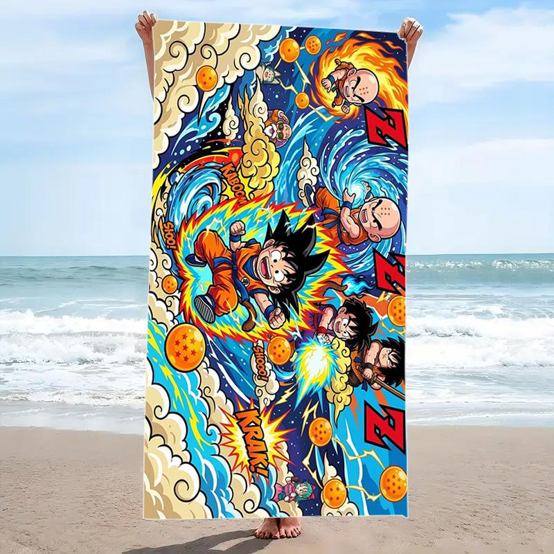Son-Goku Print Beach Towel, Large Soft Quick Dry Towel for Beach Camping Swimming