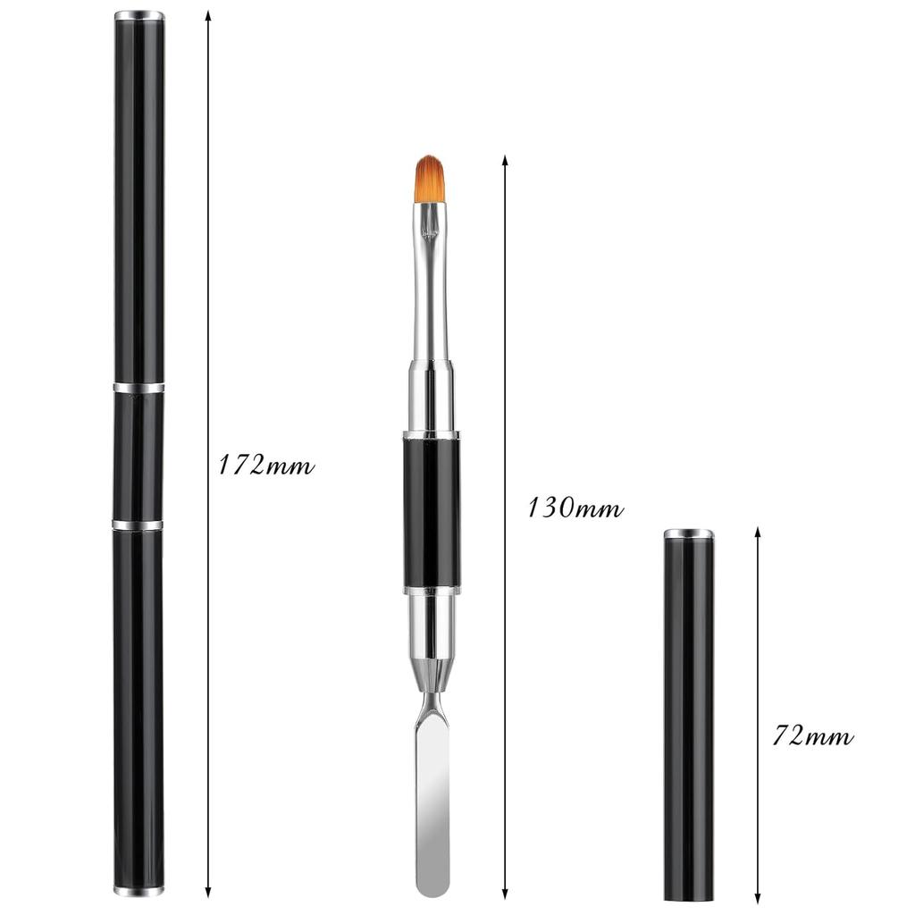 YIKOOLIN Dual-Ended Stainless Steel Gel Nail Brush 2-in-1 Design Poly Gel Slicer Tool for UV Gel & Acrylic Nails