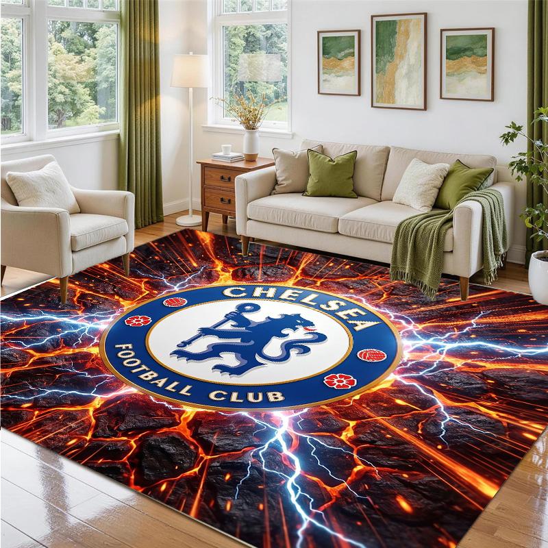 Chelsea FC Design Crystal Velvet Rug Soft Decorative Mat for Bedroom Entrance