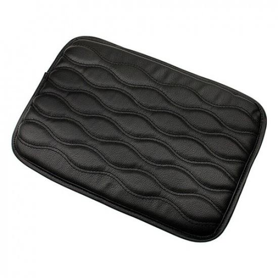 Black Car Center Console Box Armrest Cushion Cover PU Leather Pad Protector