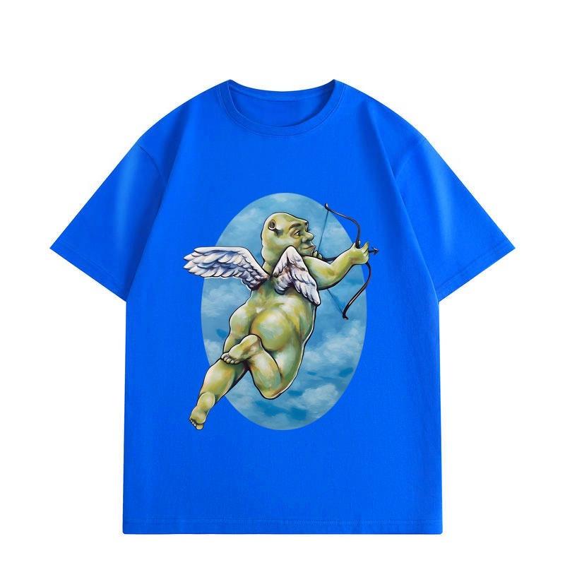 2026 Summer Unisexs Cupid Angel Printed Round Neck Tshirt High Quality Casual 100 Cotton Neutral Couple Street Short Sleeve