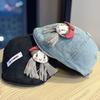 Cute little girl's bowknot denim beret, women's vintage duckbill beret, versatile and face-slimming artist hat