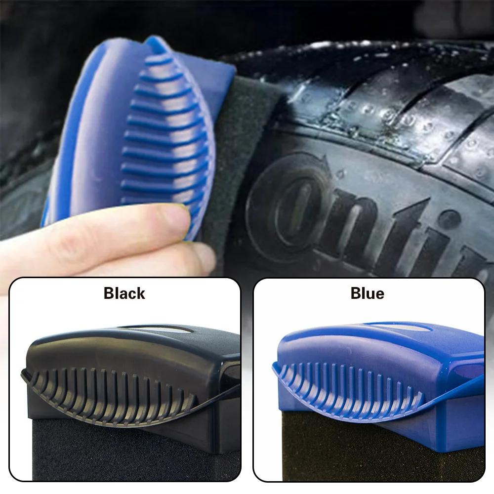 Car Tires Waxing Polishing Sponge Brush with Cover ABS Washing Cleaning Tire Wheel Rim Trim Contour Shine Pad Sponge Foam Brush