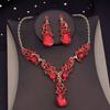 Crystal Rhinestone Jewelry Set Exaggerated Women's Necklace Water Drop Necklace Earrings Set  Party