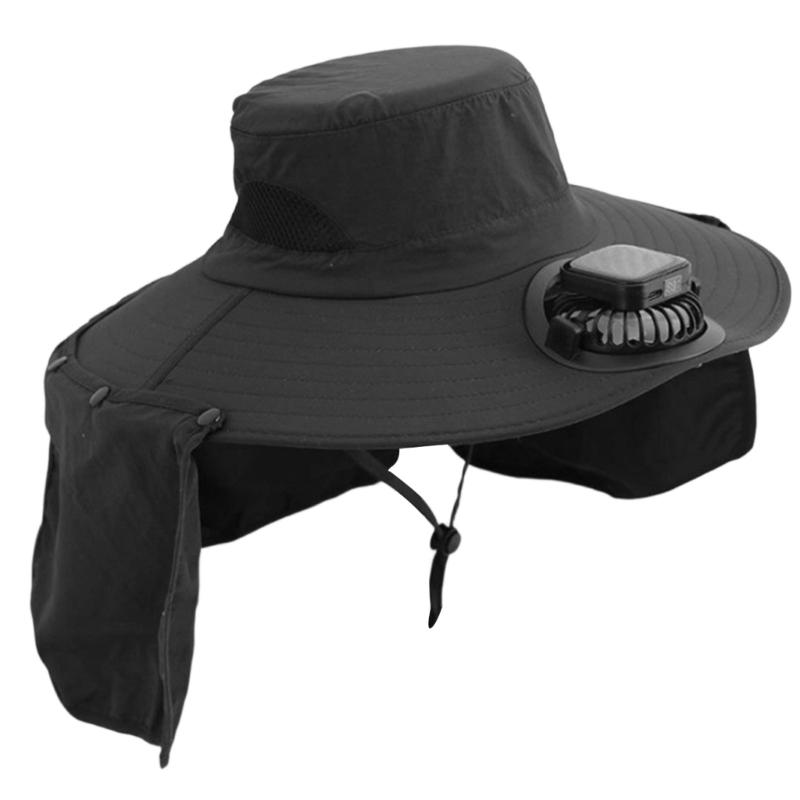 Rechargeable Sun Hat With 3 Speed Fan Sun Protection For Men Women Fishing Gardening Wide Brims Foldable Outdoor Caps