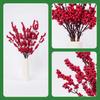 1PC 6 Forks Artificial Red Berries Simulation Floral Art Flower Arrangement New Year Home Desktop Window Decor Fake Flowers