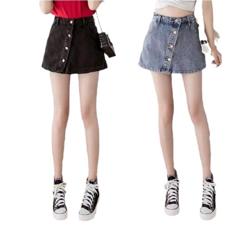 2022 Sommer High Waist Locker Weitbeiniger Denimrock für Damen