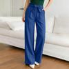 Women's Straight Leg Casual Pants with Slant Pockets and Waist