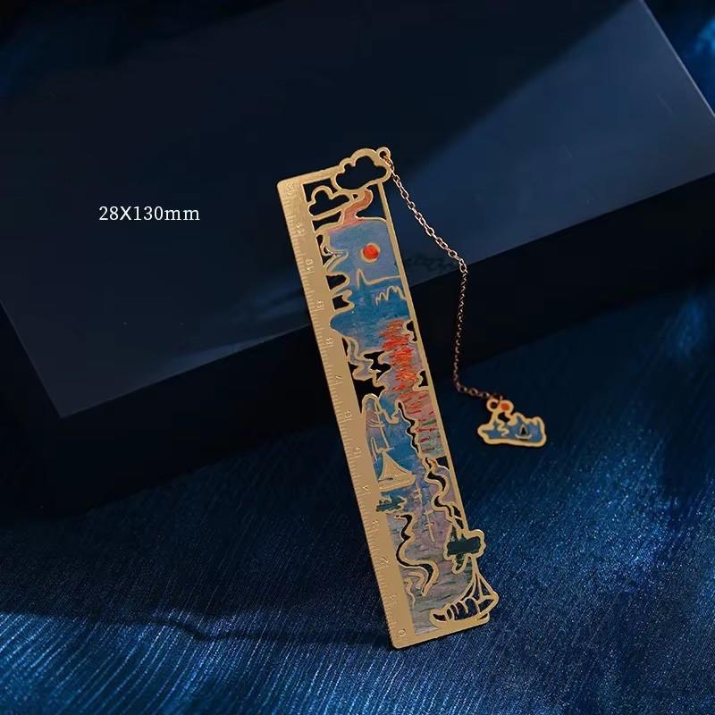 1 Piece Retro Classic European Book Mark Vintage Oil Painting Series Metal Hollow Student Bookmark Creative Design Teacher Gift