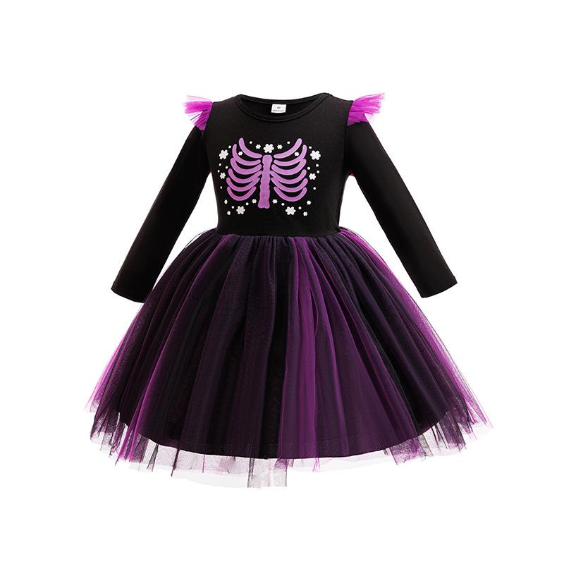 Halloween Girls Witch Princess Mesh Skirt Dress
