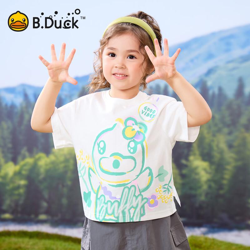 B.Duck Girls  Short Sleeve Cartoon T-Shirt 100