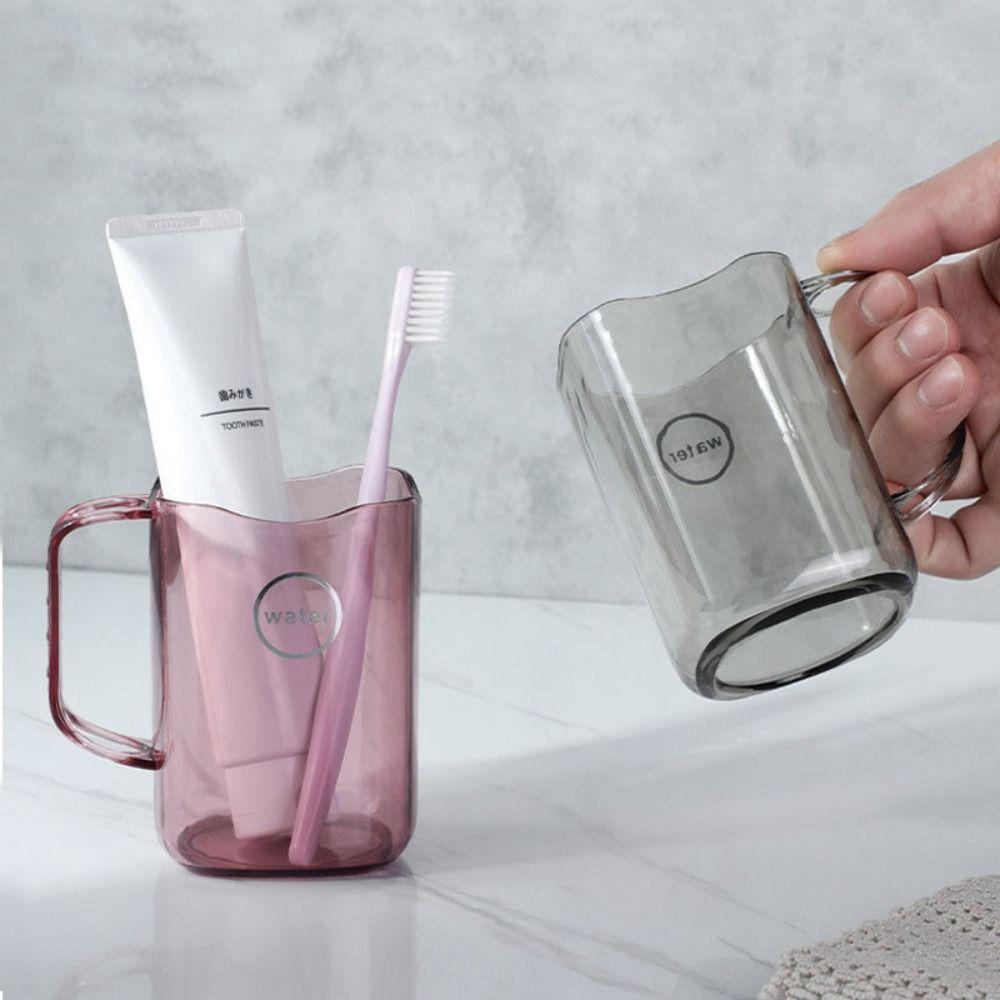 

Plastic Toothbrush Holder Transparent Tumblers Portable Mouthwash Cup Household серый