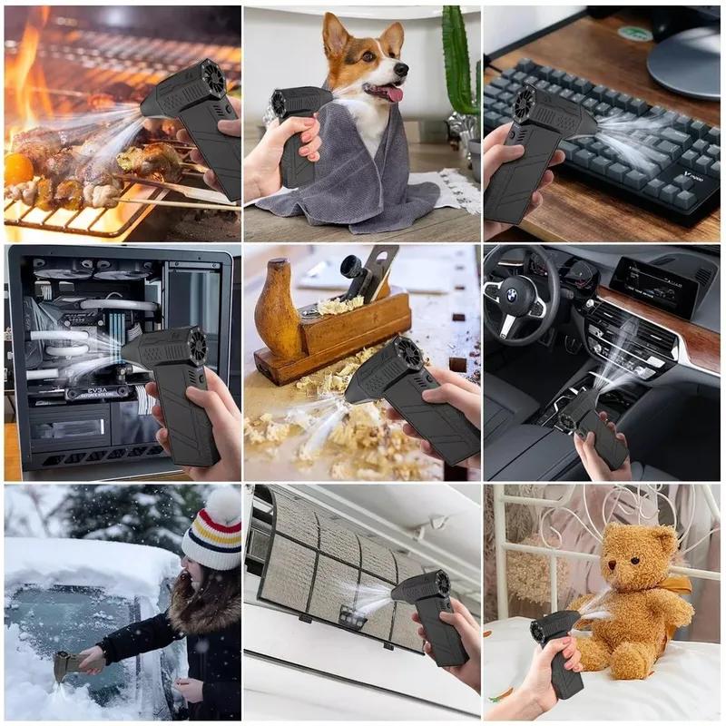 LANGJING 2024 Mini Turbo Violent Fan X3 Electric Air Duster with 3 Adjustable Speeds 130000RPM Jet Blower with Power Display