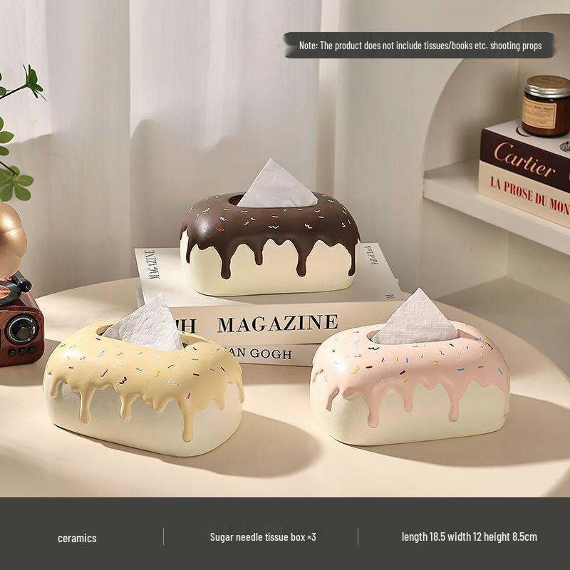Creamy Ceramic Tissue Box for Living Room
