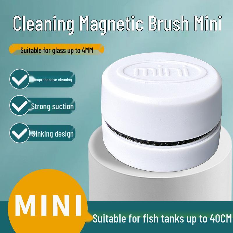 Compact Magnetic Fish Tank Algae Remover Brush - Super Strong Suction for Glass Cleaning